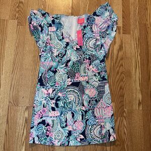 Lilly Pulitzer Kathie Dress Size 8 Multi Lookin Sharp Layered Flounce Sleeve NWT